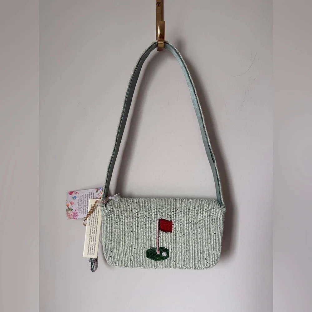 Viral beaded green golf cart shoulder bag - Picture 4 of 4
